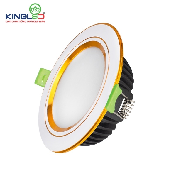 Đèn Downlight Âm Trần Diamond 10W Mặt Phẳng, Đổi Màu, Viền Vàng, Viền Bạc