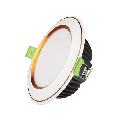 Đèn Downlight Âm Trần Diamond 10W Mặt Cong, Đổi Màu, Viền Vàng, Viền Bạc