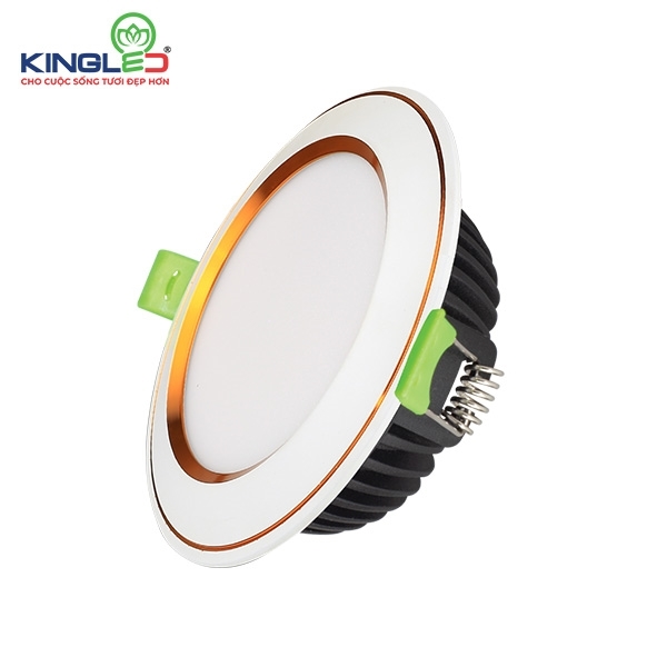 Đèn Downlight Âm Trần Diamond 10W Mặt Cong, Đổi Màu, Viền Vàng, Viền Bạc