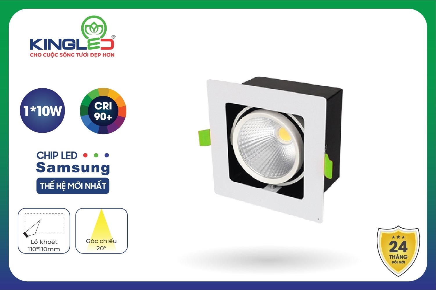 Đèn LED âm trần Spotlight đơn hộp 10W