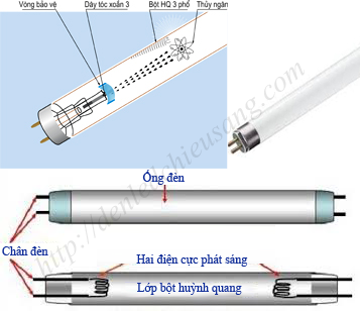 Phân biệt đèn led tube với đèn ống huỳnh quang