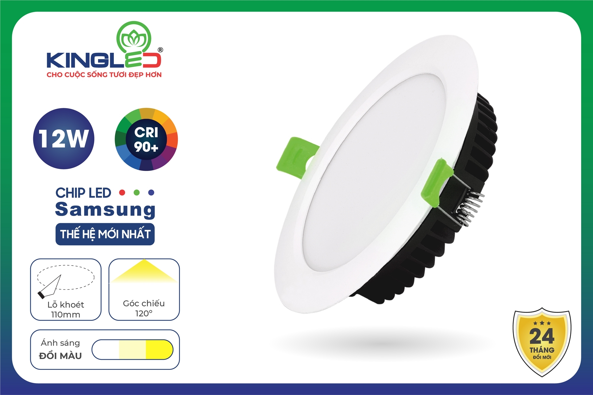 Đèn Led Âm Trần Downlight Ruby 12W Đổi Màu