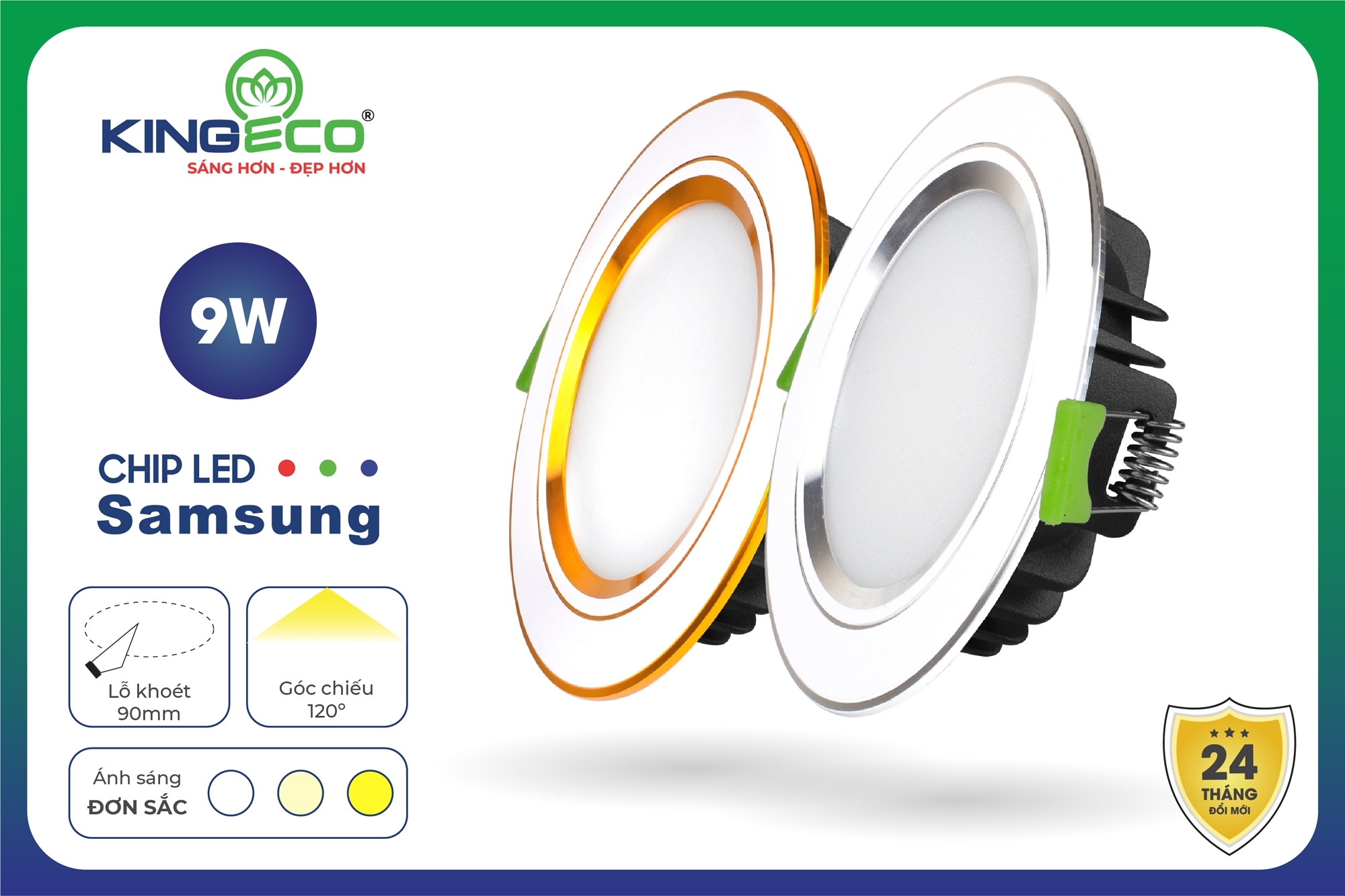 Đèn Led Âm Trần Mặt Phẳng Đơn Sắc 09W/90 (EC-DLSS Series)