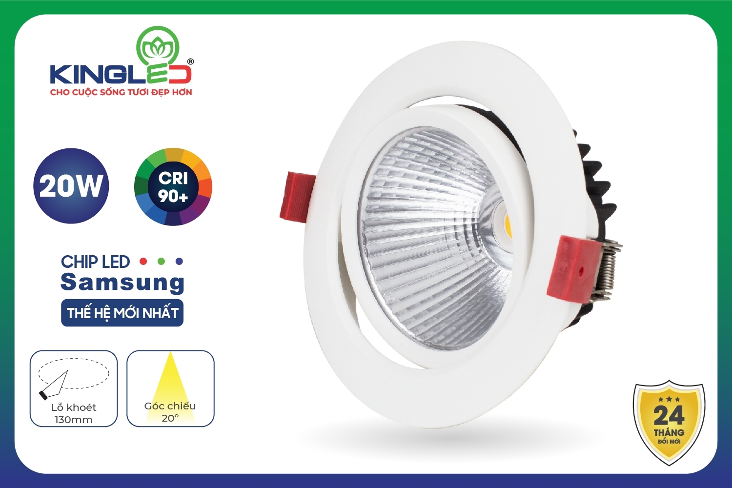 Đèn LED Âm Trần Chiếu Rọi Opal 20W Spotlight